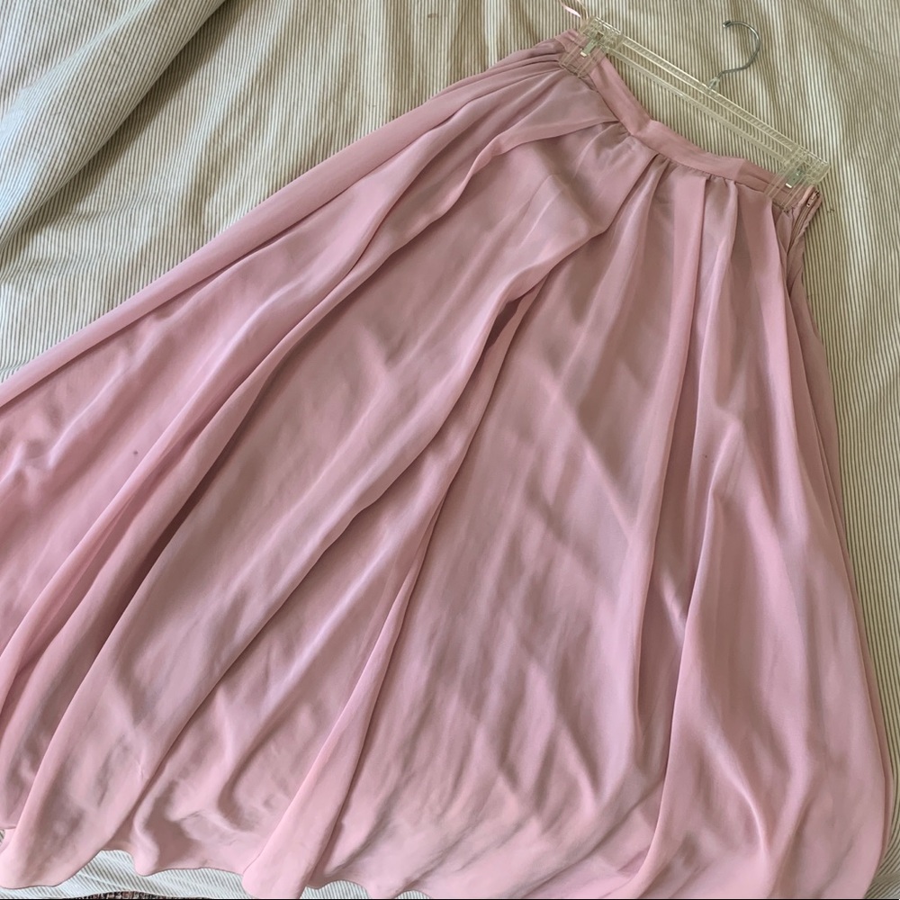 Long pink chiffon skirt